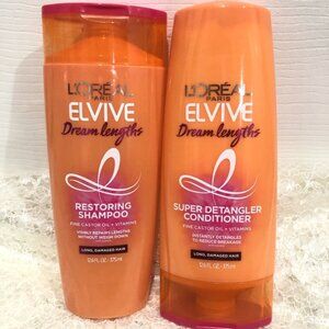 New L'Oreal Paris Elvive Dream Lengths Restoring Shampoo & Conditioner 12.6 oz.